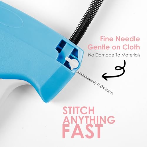 Image of Stitch Gun for Clothes - Handheld Stitch Gun Quick Clothing Fixer - Mini Sewing Kit Micro Tagging Gun - Includes 6 Needle, 1000 Black Fasteners & 1003 White Fasteners