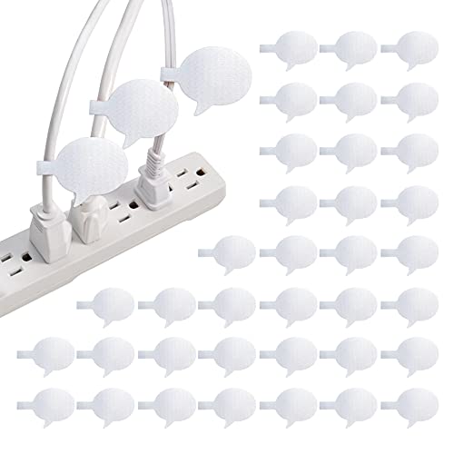 Image of Cable Labels by Wrap-It Storage, Speech Bubbles, White (36-Pack) Write On Cord Labels, Wire Labels, Cable Tags and Wire Tags for Cable Management and Organizer for Electronics, Computers, More