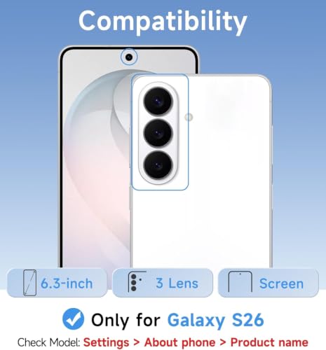 Image of ClearPC Clear Hard PC Case for Samsung Galaxy S26 5G, Anti-Yellow Transparent Back Cover, Anti-Scratch, Raised Camera Protection, Shockproof, Wireless Charging Compatible Non Yellowing (Clear)