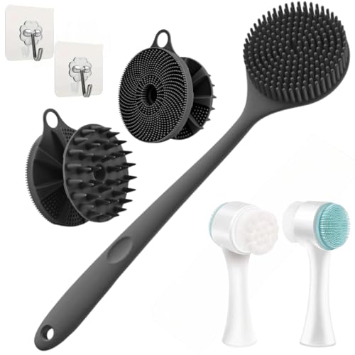 Image of Snika Silicon Brush Combo (long brush-b face brush-2in1 white brush Free hook)