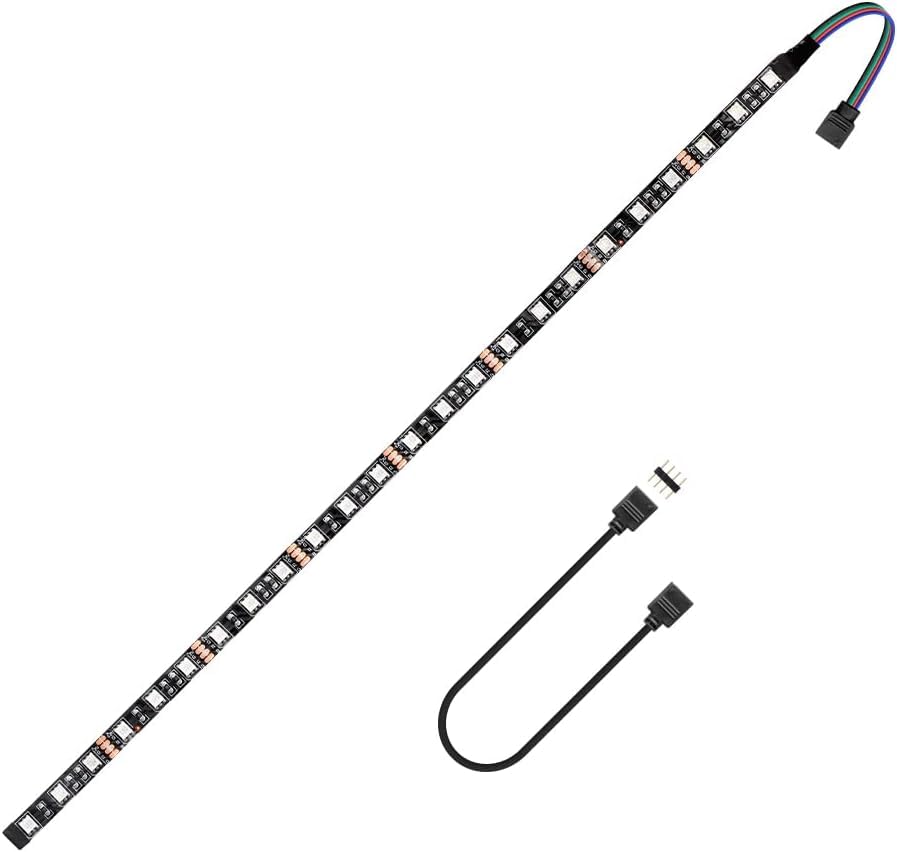 Vrabocry LED RGB PC Light Strip 1PCs 19.7in Computer Case LED Strip for 12V 4-Pin LED headers for ASUS Aura Sync Gigabyte RGB Fusion