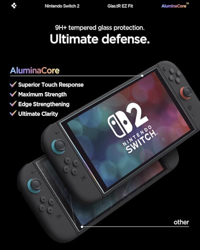 Image of Spigen EZ Fit Tempered Glass Screen Guard Protector for Nintendo Switch 2 (2025) [2 Pack]