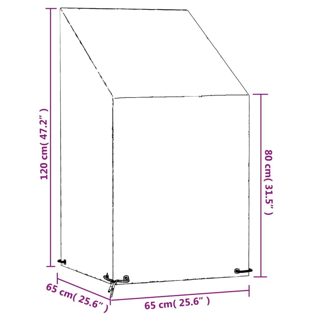 Copertura impermeabile per sedie da giardino, con 8 occhielli, 65 x 65 x 80/120 cm, in polietilene PE, protezione UV, per sedie da giardino, terrazza, balcone, protezione dalle intemperie