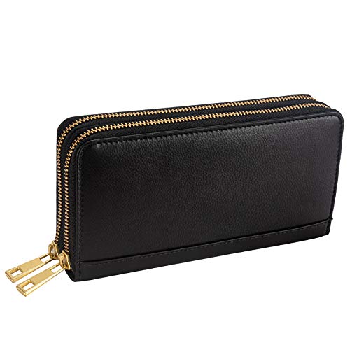 HornbullBlack Leather Ladies Wallet for Women, Black+Grey, Casual