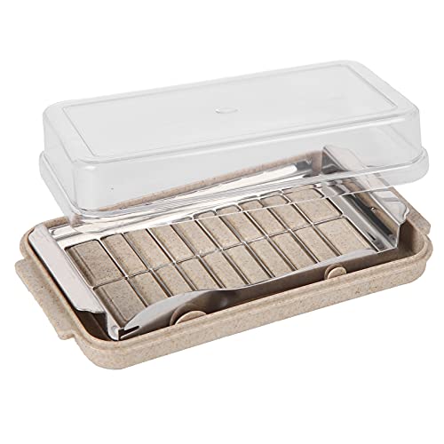 Butter Slicer Cutter Stainless Steel with Butter Box, Butter Preservation Box Butter Dish with Transparent Lid, Easy to Cut and Store, Refrigerated Butter Container for Kitchen