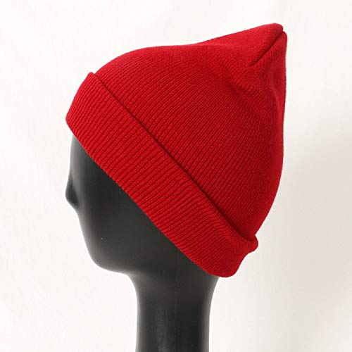 Warm Winter Hat Knit Plain Skull Beanie Toboggan Knit Hat For Men And Women (Red) #TOP3