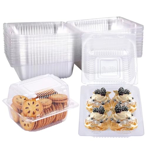 YqsIbth Clear Cake Slice Box Set - 80PCS Individual Containers for Portions, Muffins, Salad and Cheese