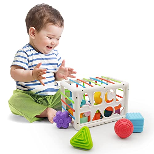 Kutoi Baby Shape Sorter Toy， Sorting Sensory Bin Toys With Elastic Bands, Developmental Toys For Baby Einstein, Montessori Toys For 1 Year Old Boys And Girls #TOP3