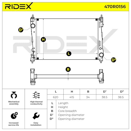 RIDEX Radiatore motore 470R0156 per Corsa D