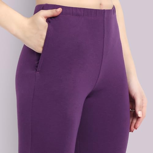 Image of ONE SKY Women Ankle Length Leggings | Premium Cotton Modal Spandex Blend | High Waist Stretchable & Bio-Washed Fabric | Colour-Lock | Ethnic Leggings for Women