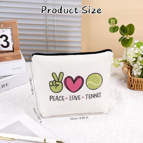Frerdui Tennis Gifts Tennis Pouch Bag Inspirational Gifts for Women, Gift for Tennis Lover Player Fans Girl Friends Coach Graduation Birthday Christmas Cosmetic Bag Travel Cosmetic Pouch