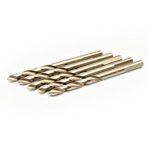 Image of TEMO 5 pc 1 /4 Inch M35 Stepped Point Jobber Drill Bit, Easy Boost Twist Drill Bit Set for Acrylic Metal, Steel, Wood, Plastic