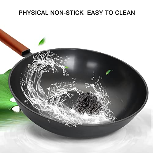 Wok con tapa y mango de madera para cocina miniatura 6