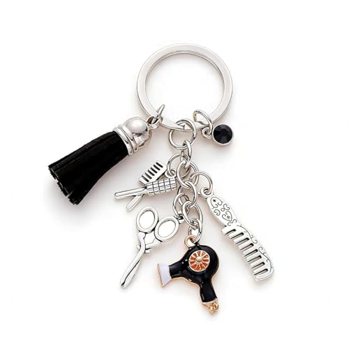 Meimimix Comb Scissors Charm Keychain Hairdresser Hair Stylist Gift Cosmetology Tassel Jewelry