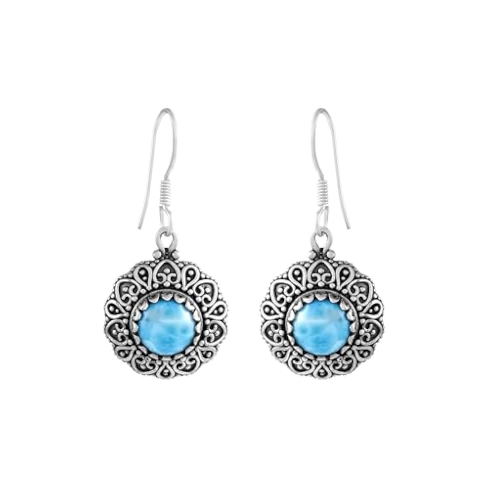 Women's Larimar & 925 Sterling Silver Oxidized Drop Earrings
