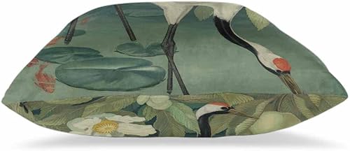 Miniatura 3 de WONDERTIFY Juego de 2 fundas de almohada cuadradas con diseño de grullas de corona roja, elegantes garzas y loto, para cojines decorativos, cama,