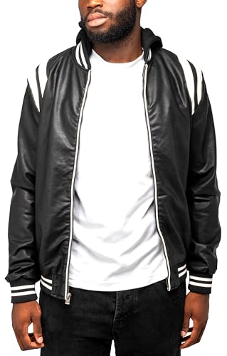 Image of X-Ray Men's Slim Fit Faux-Leather Moto Jacket with Removable Hood