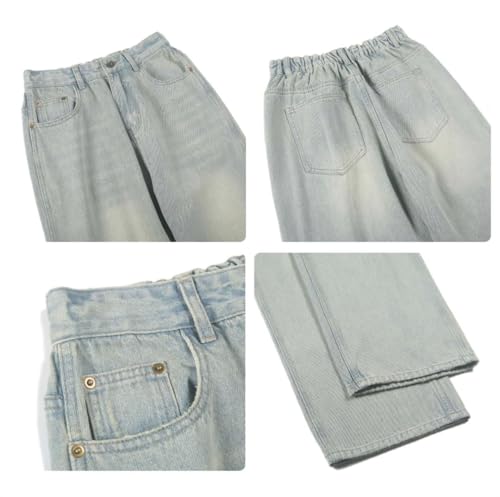 Men's Classic Light Jeans Straight Loose Distressed Washed Jeans2