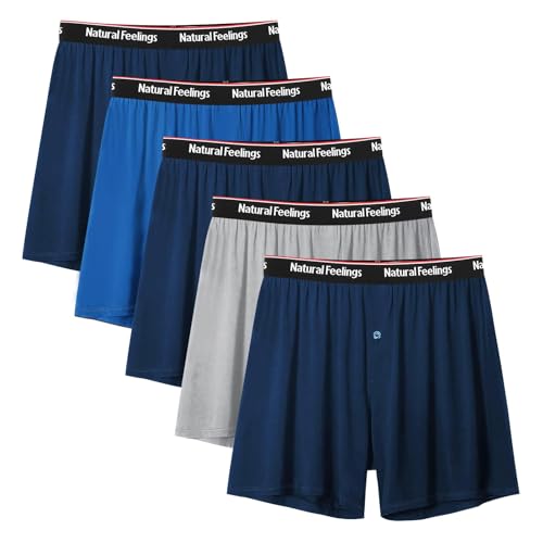 Natural Feelings Men's Boxer Short Bamboo Viscose Boxers for Men Loose Fit Mens Soft Underwear Breathable Boxers for Men Pack