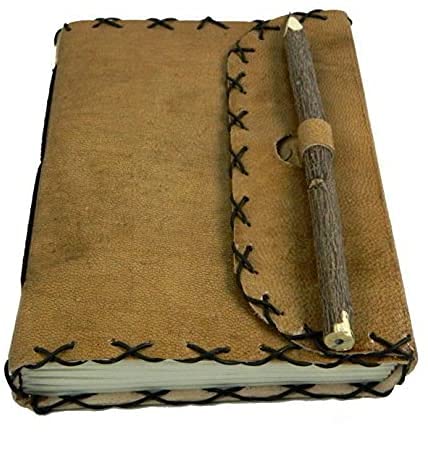 Journal en cuir tanné pour peinture esquisse avec feuilles épaisses