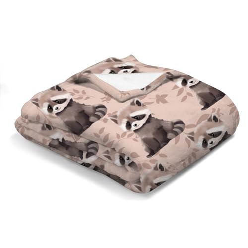 Image of Cute Raccoon Leaves Baby Blanket for Boys Girls Baby Animal Flannel Soft Swaddle Blanket Receiving Blankets for Nursery Stroller Toddler Bed Baby Carseat Crib Daycare Playmat 30x40