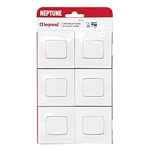 legrand interrupteur ou va et vient neptune 10a commande d'Éclairage monobloc prêt à installer blanc lot de 6