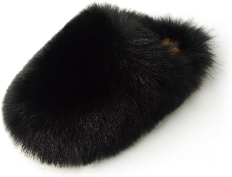 Womens Fluffy Faux Fur Slides Furry Soft Plush House Slippers Shoes Indoor Outdoor Slip On Slipper - Image 3