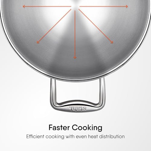 Stahl Triply Stainless Steel Kadai with Lid I Stainless Steel Cookware Tri Ply Deep Kadhai I Deep Frying Pan with Round Bottom I Artisan 4750, Dia 20 cm, 1.8 L (Serves 3 People) - Image 3