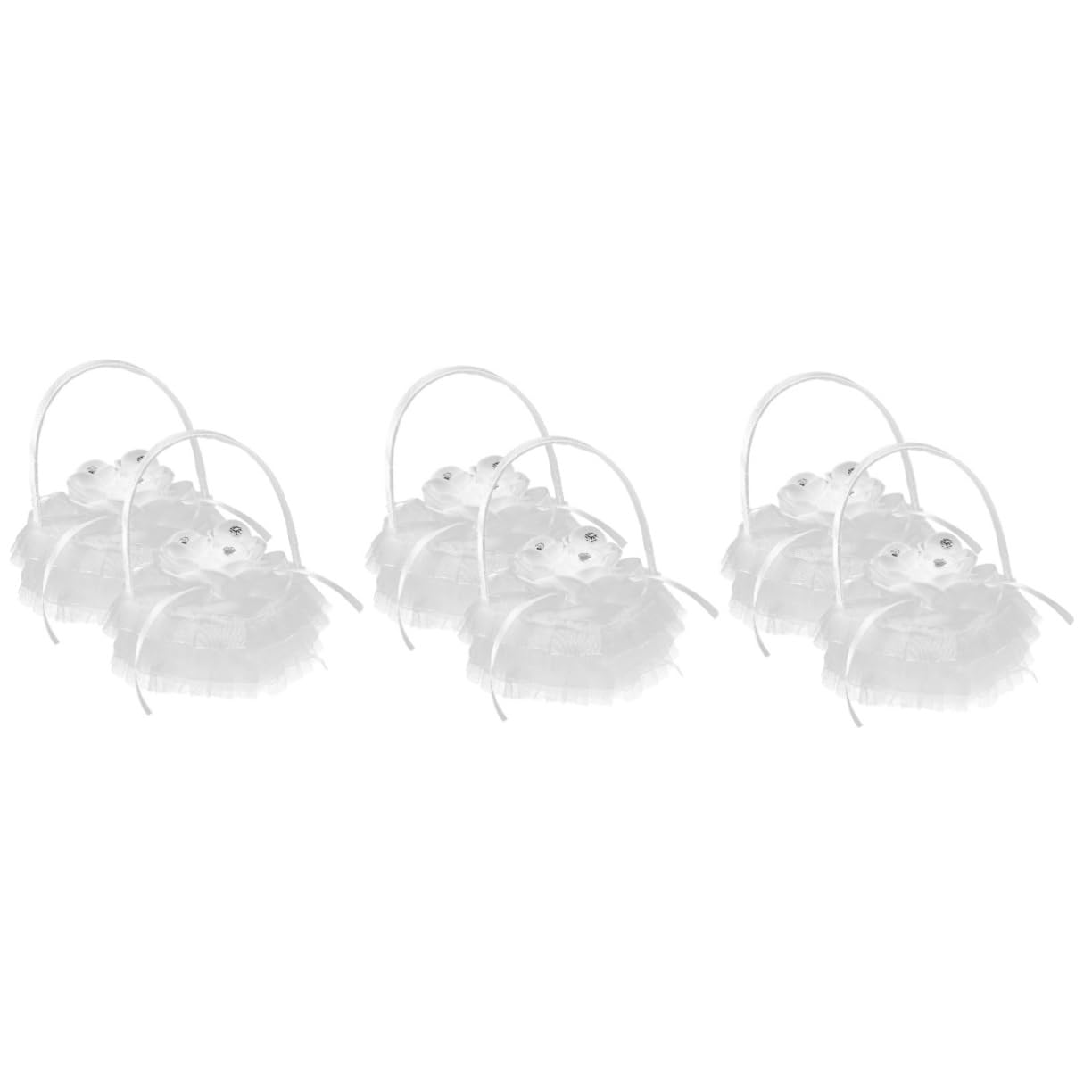 ABOOFAN 6pièces Coussin Alliances Mariage Cœur Décoration Romantique pour Cérémonie Support Anneaux Dentelle Et Strass pour Fiançailles Et Anniversaires