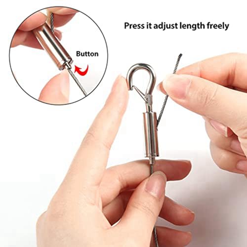 Image of 4PCS Adjustable Picture Hanging Wire Kit - Heavy Duty Hardware , 1M X1.5Mm Stainless Steel Cables Hanging Rope