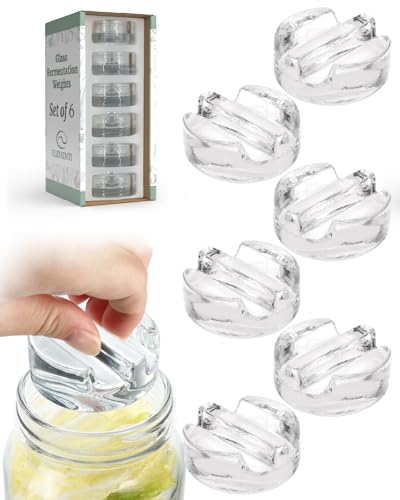 Image of Elementi Fermentation Weight Set of 6 - Fermenting & Canning Weights for Wide Mouth Mason Jars - Highly Durable Soda-Lime Glass - Perfect for Home Pickling, Sauerkraut, Kimchi & More