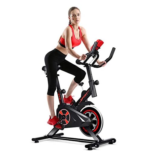 Goplus Adjustable Exercise Bike, Indoor Cycling Stationary Bike with Heart Rate Sensors, LCD Display, Silent belt, 5-Position Adjustable Saddle for Home Cardio Gym Workout (Black)