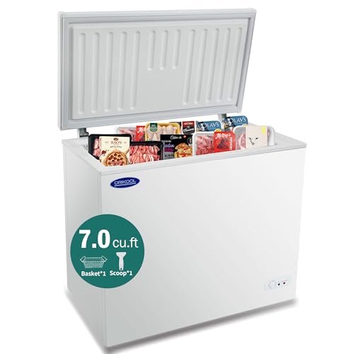 37.8" Chest Freezer, 7.0 Cu.ft Solid Top Commercial Deep Chest Freezers with Lockable Stay-Open Lid Painted for Back-of-House Bulk Storage 110V Ice Cream Freezers