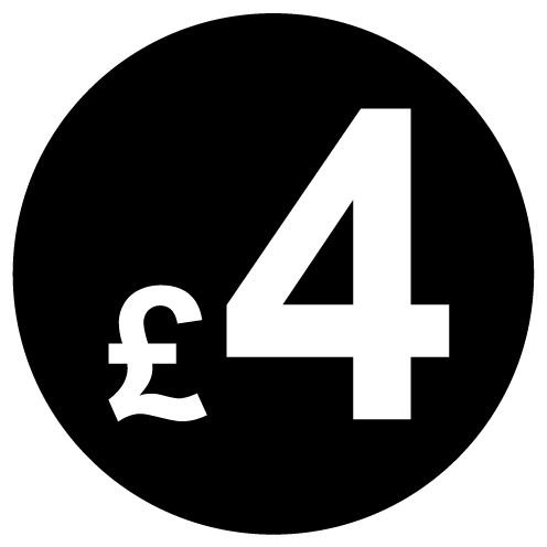 £ Black Price Stickers - 20mm, £4, 5000 — image 1