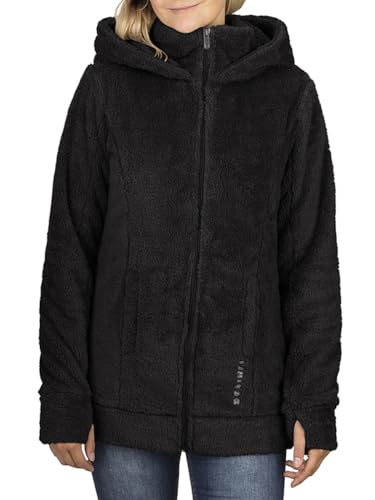 DENIMFY Fleecejacke Damen mit Kapuze DFMila Teddyfleece Kapuzenjacke...