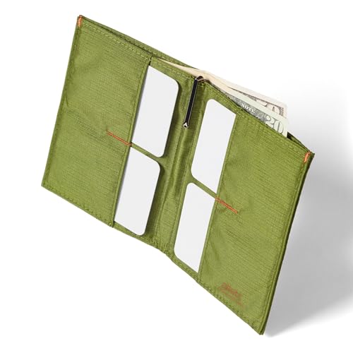Image of Allett Original Wallet, Cala Green | Nylon, RFID Blocking, Thin Bifold, Minimalistic, Front Pocket | Holds 4-24+ Cards, Bills, Receipts | Wallets for Men & Women