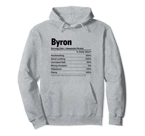 BYRON Nutrition Facts | Funny Name Definition - Graphic Pullover Hoodie
