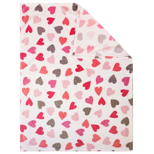Image of Flannel Toddler Blanket - 50 inchx40 inch Soft Kids Throw for Boys & Girls - Perfect for Naptime, Travel & Bedding (Plush Heart)