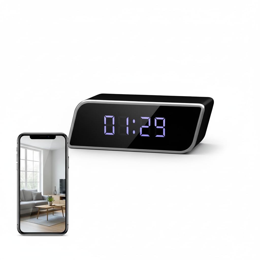 Multifunktionale 4K-Uhrkamera mit Nachtsicht, WiFi & AP-Hotspot, App-Fernansicht, Bewegungserkennung, 2600 mAh lange Akkulaufzeit, Smart Clock für Innen, kein Audio