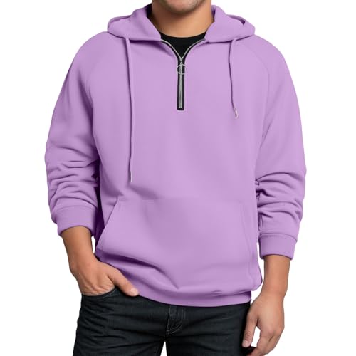 Ymosrh Men's Hoodies, Long Sleeve Quarter Zip Athletic Workout Gym Hooded Sweatshirt Pullover, M-3XL2