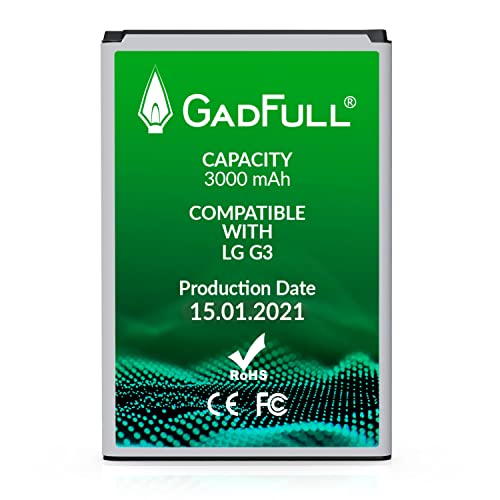 GadFull Batterie Compatible avec LG G3 | 2021 Date de Production | Correspond à l'BL-53YH | Lithium-Ionen-Batterie Compatible avec LG G3 D830 | D851 | LS990