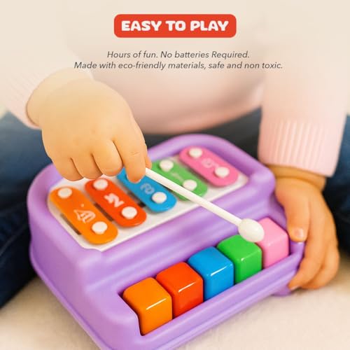 Image of 2-in-1 Piano & Xylophone Small Musical Toy for Kids, Colorful 5-Note Keys with Drumsticks, Battery-Free Musical Instrument Toy for Baby and Toddlers Ages 3+ Years (Paw Patrol)