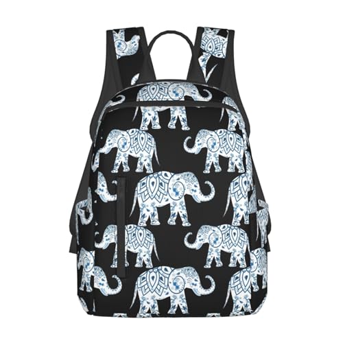 Sac à dos léger éléphant imprimé noir et blanc taille unique pour le quotidien