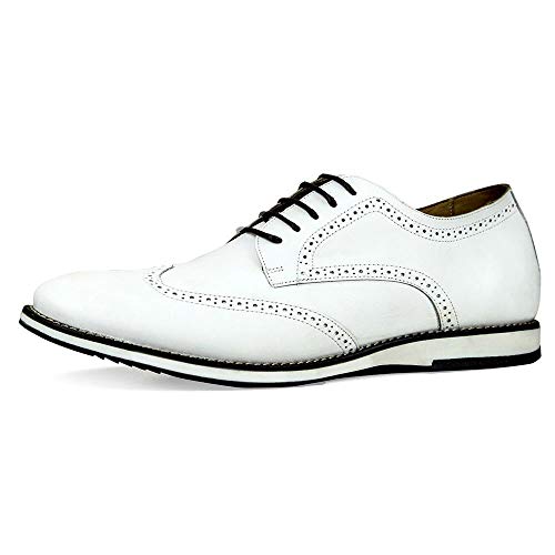 Sapato Casual Brogue Premium Couro Camurça Confort Social Mr Light cor:Branco;Tamanho:40