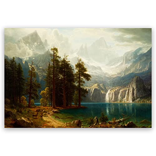 Zzpt Albert Bierstadt Art Prints - Sierra Nevada Albert Bierstadt Poster - Landscape Canvas Wall Art - Famous Paintings Posters Nature Wall Decor For Living Room Office Unframed (12X16In/30X40Cm) #TOP23
