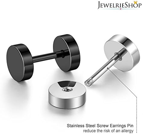 6 Mm Black Round Zirconia & Black Stainless Steel Stud Earring | In - Foto 12