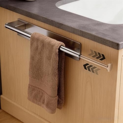 Toalleros de Baño sin Taladro Extensible (25-39 cm) – Accesorios de Baño para Colgar Toallas sin Dañar Superficies – Toallero Adhesivo de Acero Inoxidable 304 - Fácil Instalación (Plata)