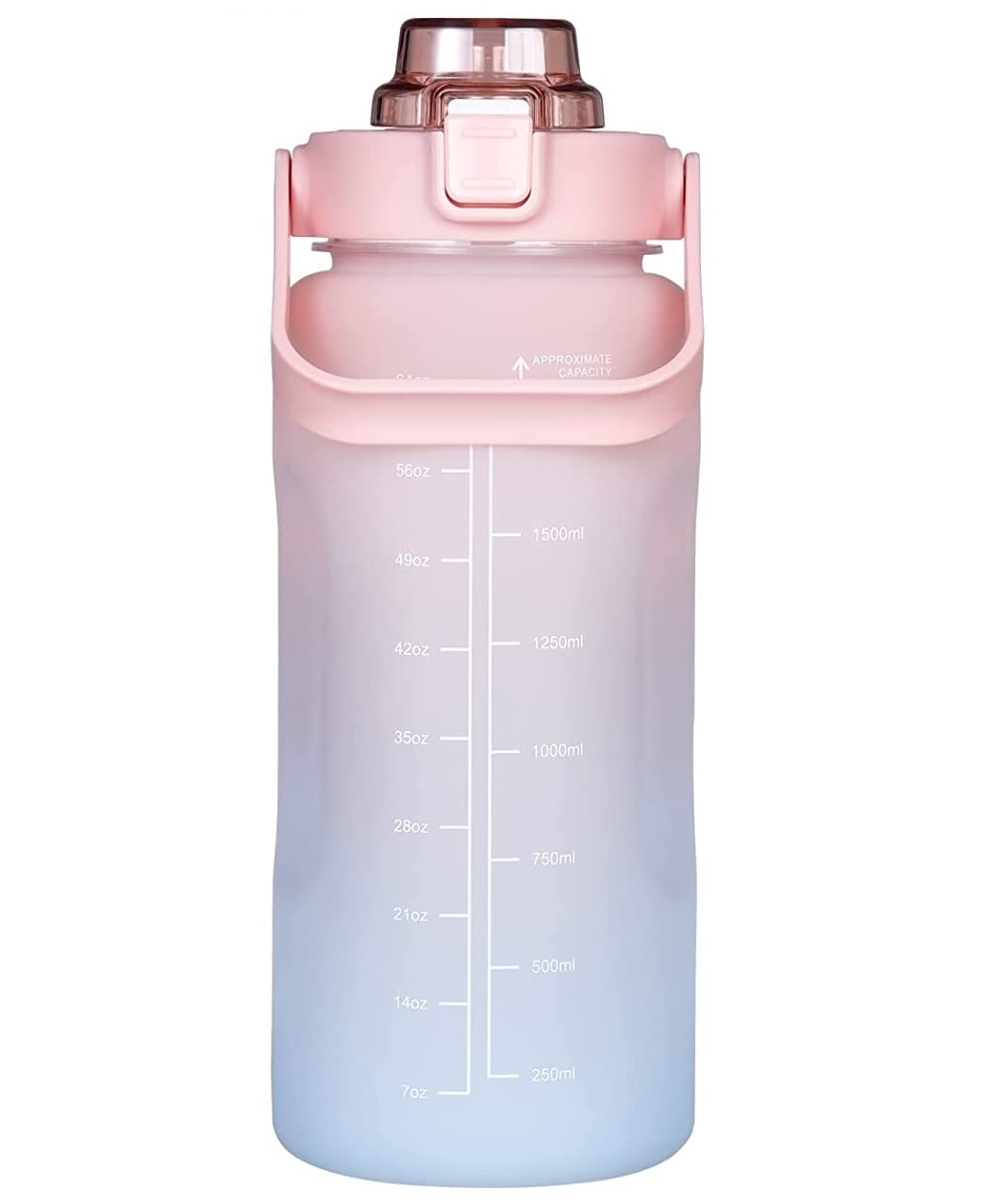 XXSSIER Sipper Water Bottle 2 Liter with Motivational Time Marker Non-Toxic Water Bottle for Office, Water Bottle for Gym (Pink), Plastic, Pack of 1