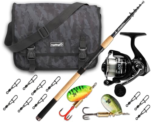 Angel-Berger Tele Angelset Forelle mit Tasche und Zubehör Trout Fishing Set Angelrute Angelrolle Forellenköder Angel-Berger Tele Angelset Forelle mit Tasche und Zubehör Trout Fishing Set Angelrute Angelrolle Forellenköder