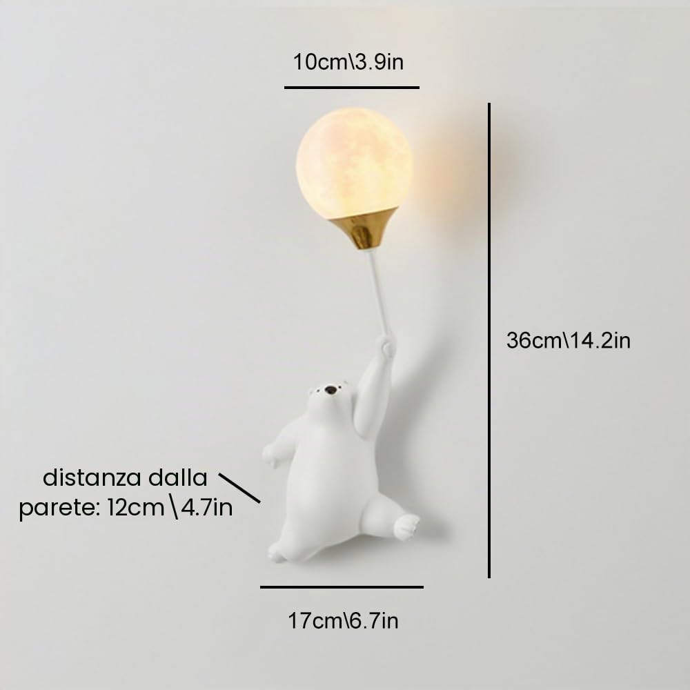 Lampada da parete a forma di orso cartone animato lampada da parete a palloncino lampada da parete per camera dei bambini apparecchio di illuminazione per montaggio a parete fata G9 applique c